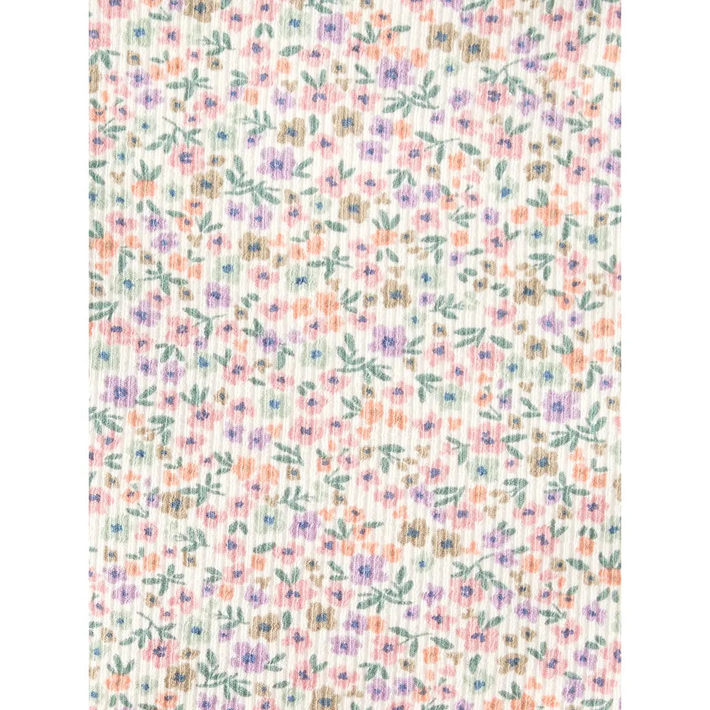 Ensemble fleuri en coton bio côtelé bébé fille