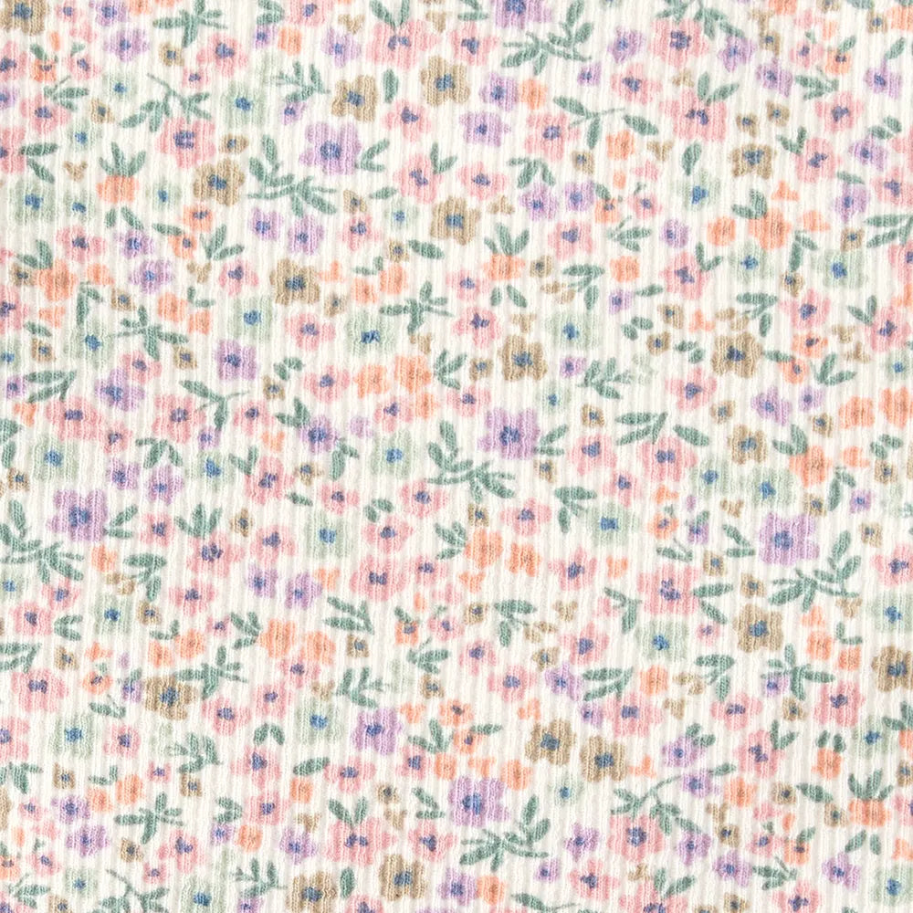 Ensemble fleuri en coton bio côtelé bébé fille
