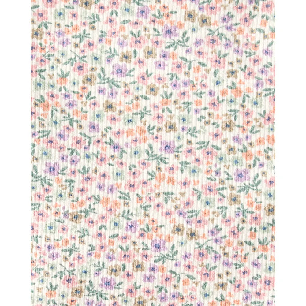 Ensemble fleuri en coton bio côtelé bébé fille