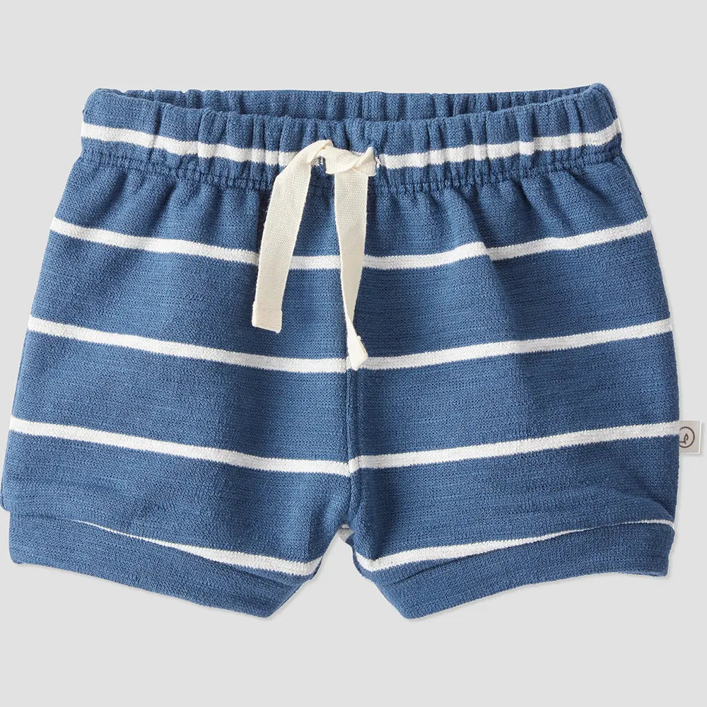 Ensemble en coton bio bébé - Rayé bleu