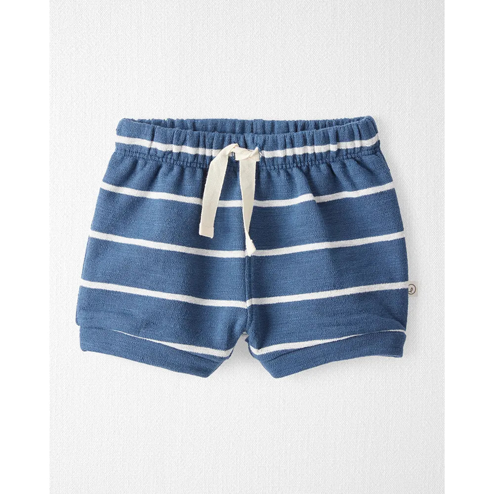 Ensemble en coton bio bébé - Rayé bleu