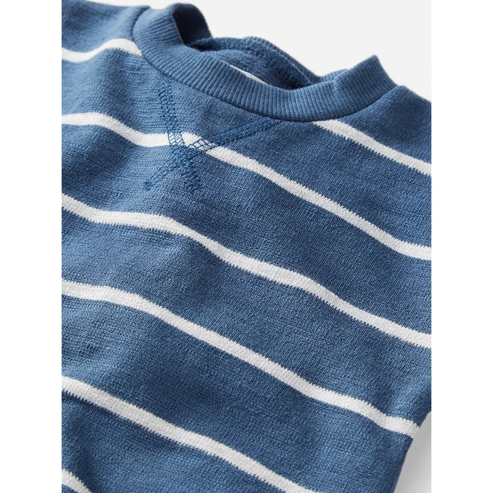Ensemble en coton bio bébé - Rayé bleu