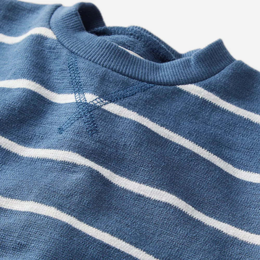 Ensemble en coton bio bébé - Rayé bleu