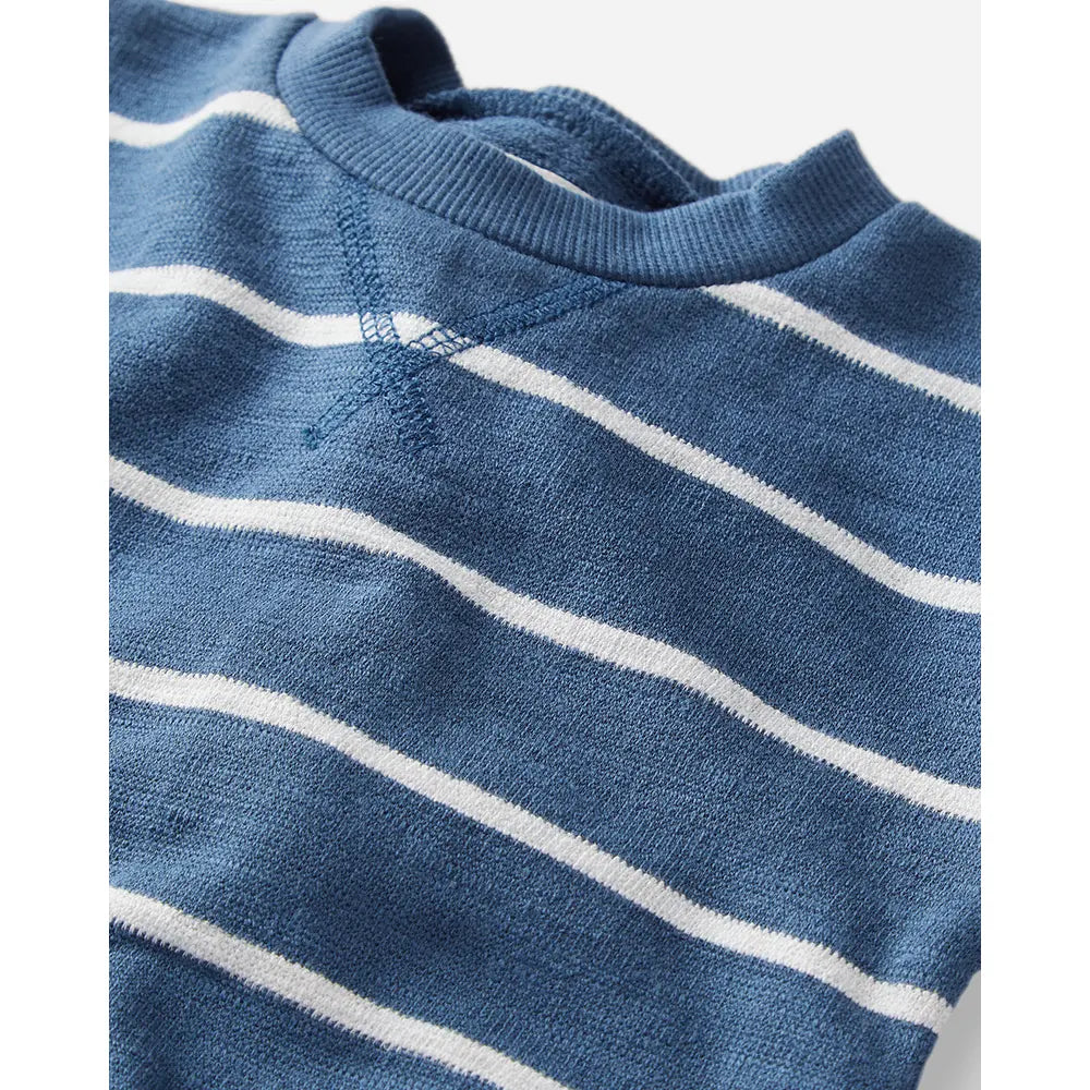 Ensemble en coton bio bébé - Rayé bleu