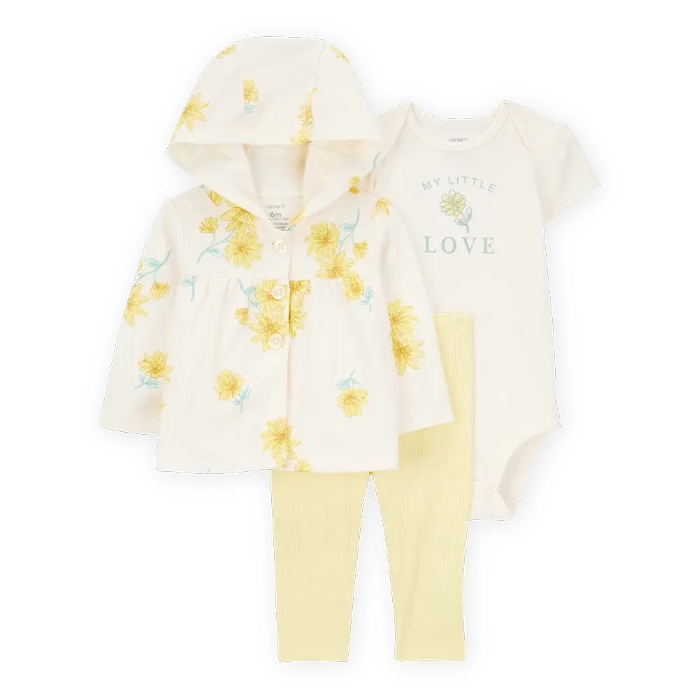 Ensemble 3 Pièces à Capuche Bébé Fille Carter's - Floral