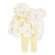 Ensemble 3 pièces à capuche fleuri bébé fille