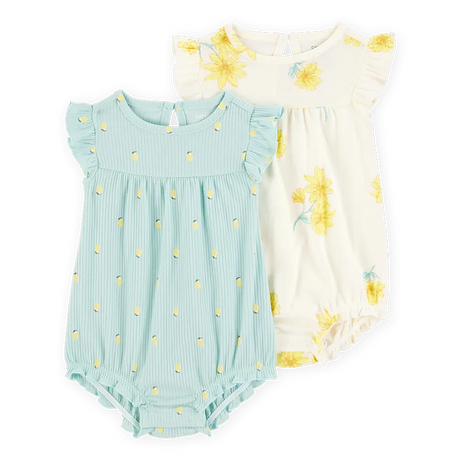 Lot de 2 barboteuses florales bébé fille