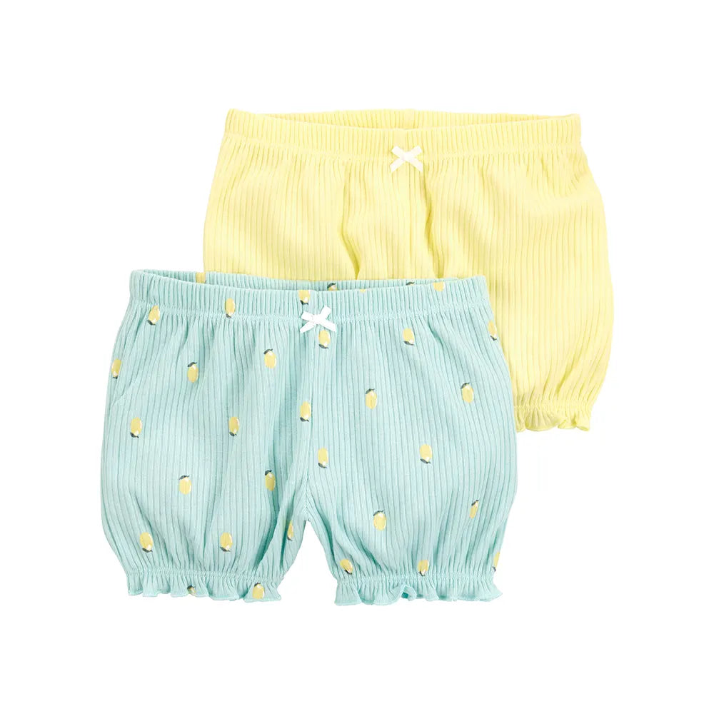 Lot de 2 Shorts Bébé Fille Carter's - Bleu & Jaune
