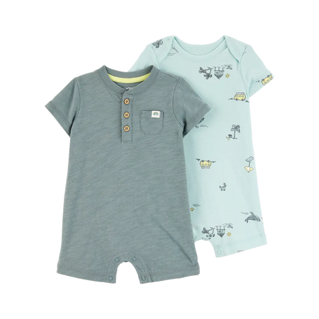 Lot de 2 barboteuses imprimé plage bébé garçon