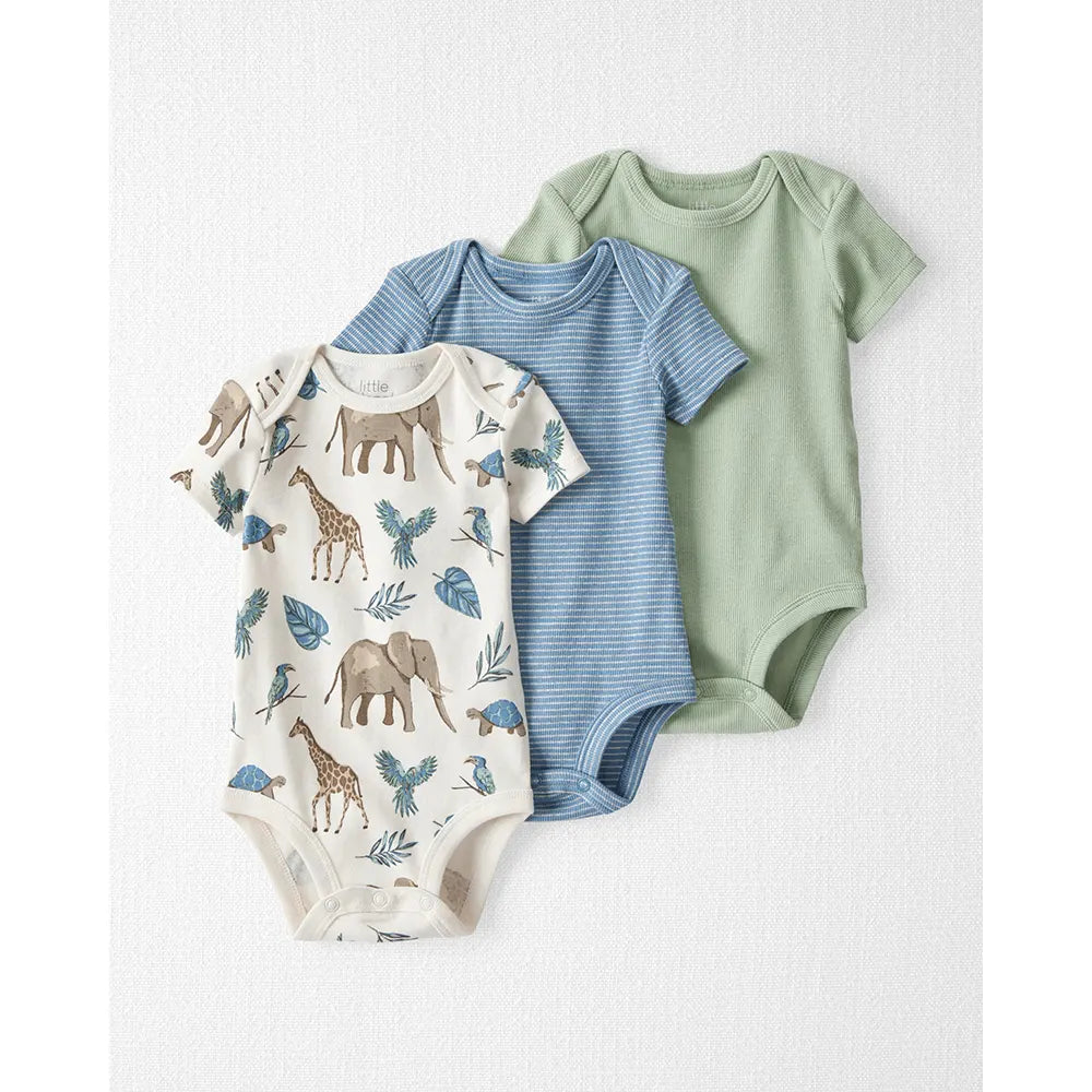 Lot de 3 bodys en coton bio bébé - Unisexe