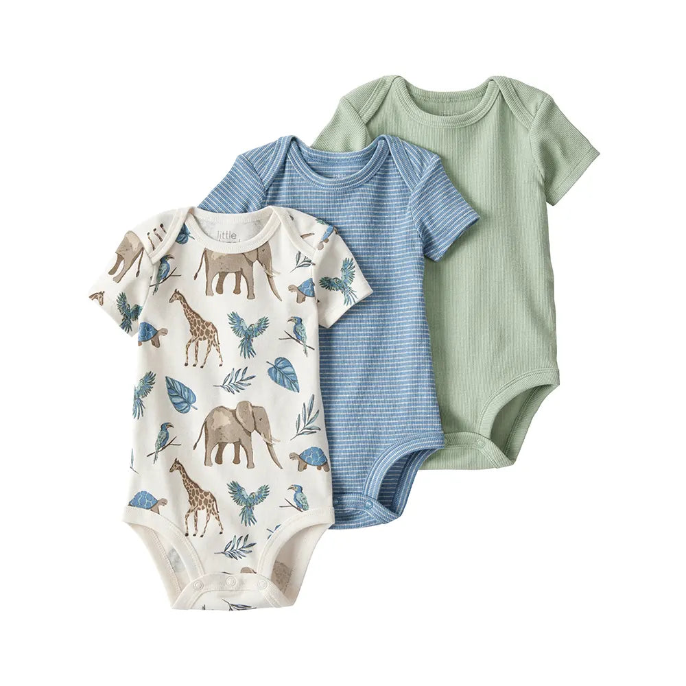 Lot de 3 bodys en coton bio bébé - Unisexe