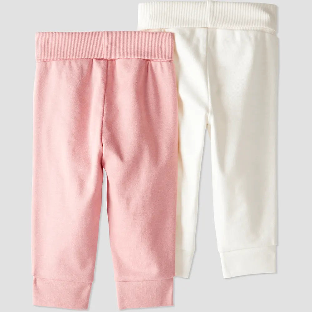 Lot de 2 joggers évolutifs en coton bio bébé fille