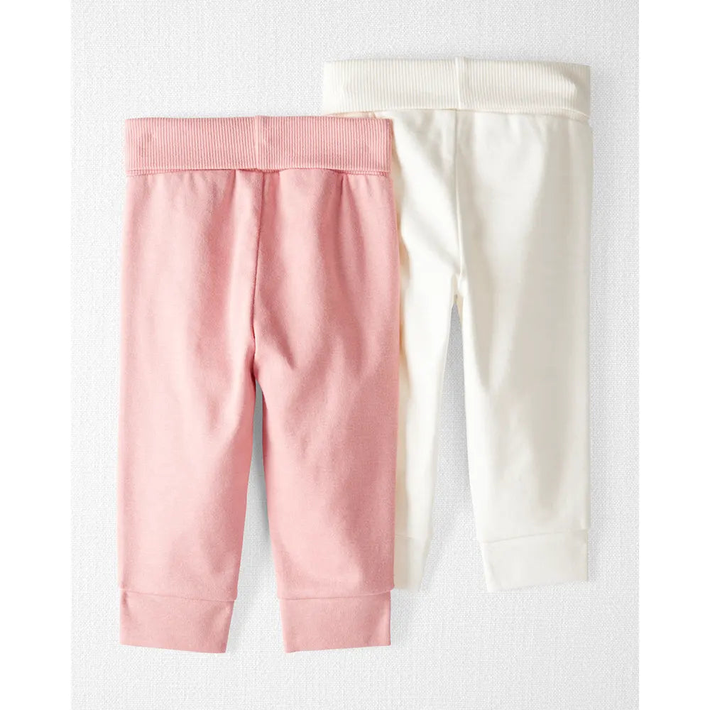 Lot de 2 joggers évolutifs en coton bio bébé fille