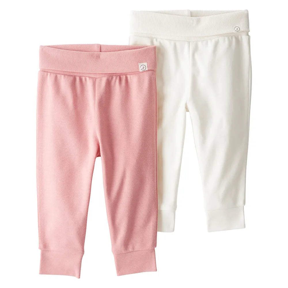 Lot de 2 joggers évolutifs en coton bio bébé fille