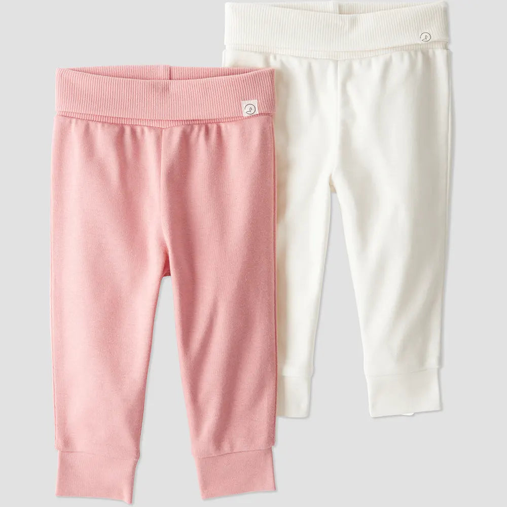 Lot de 2 joggers évolutifs en coton bio bébé fille