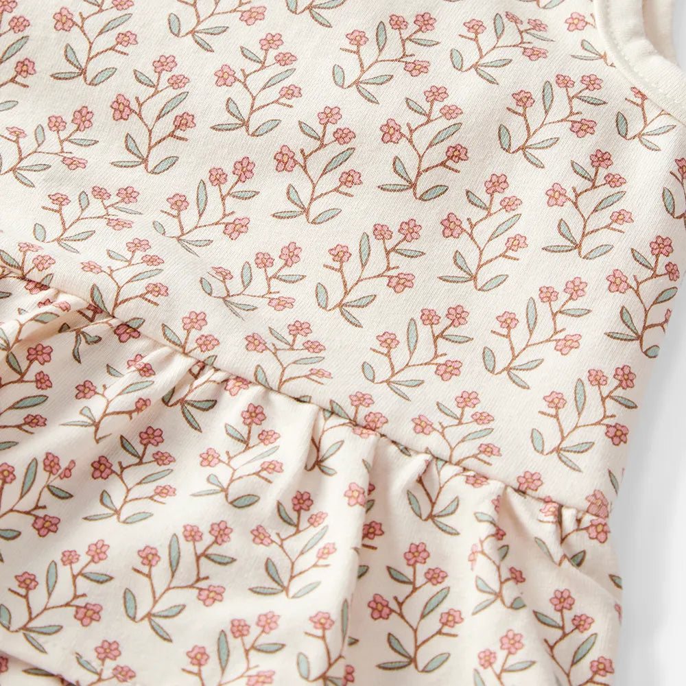 Lot de 2 barboteuses en coton bio bébé fille