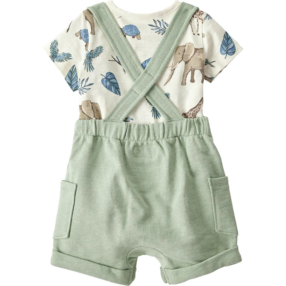 Ensemble salopette courte en coton bio bébé