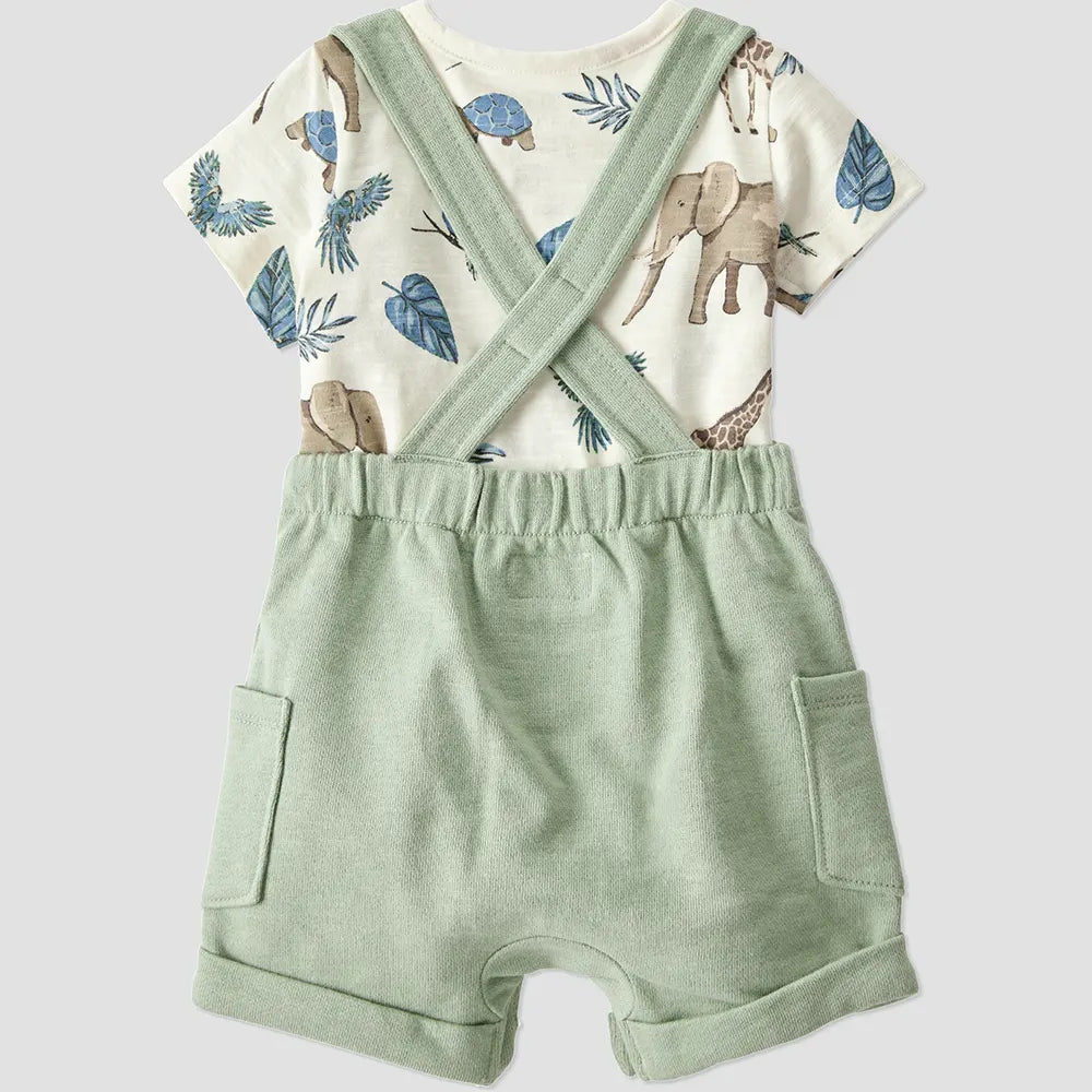 Ensemble salopette courte en coton bio bébé