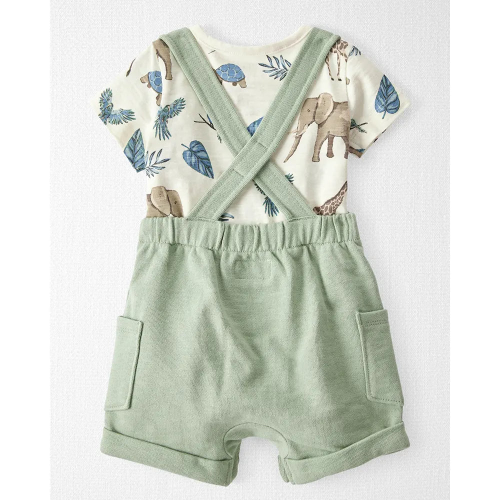 Ensemble salopette courte en coton bio bébé