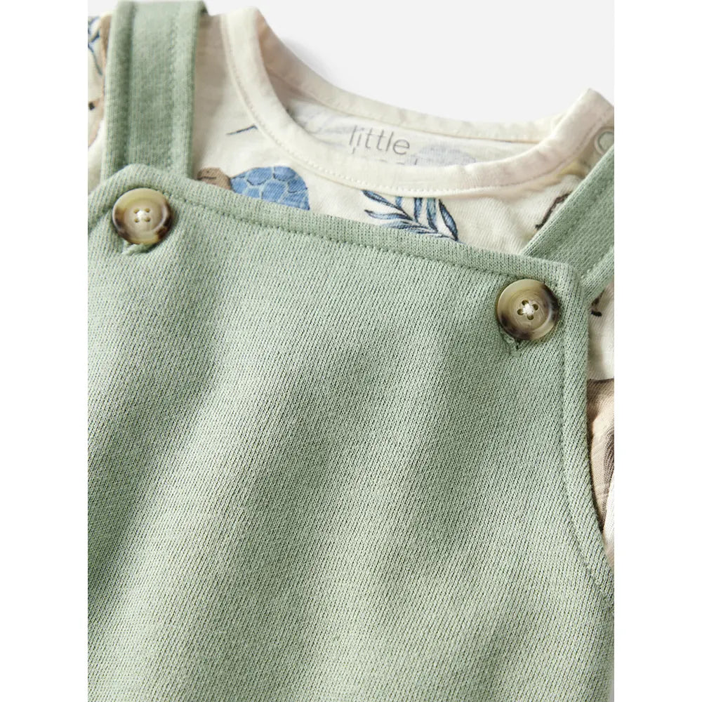 Ensemble salopette courte en coton bio bébé