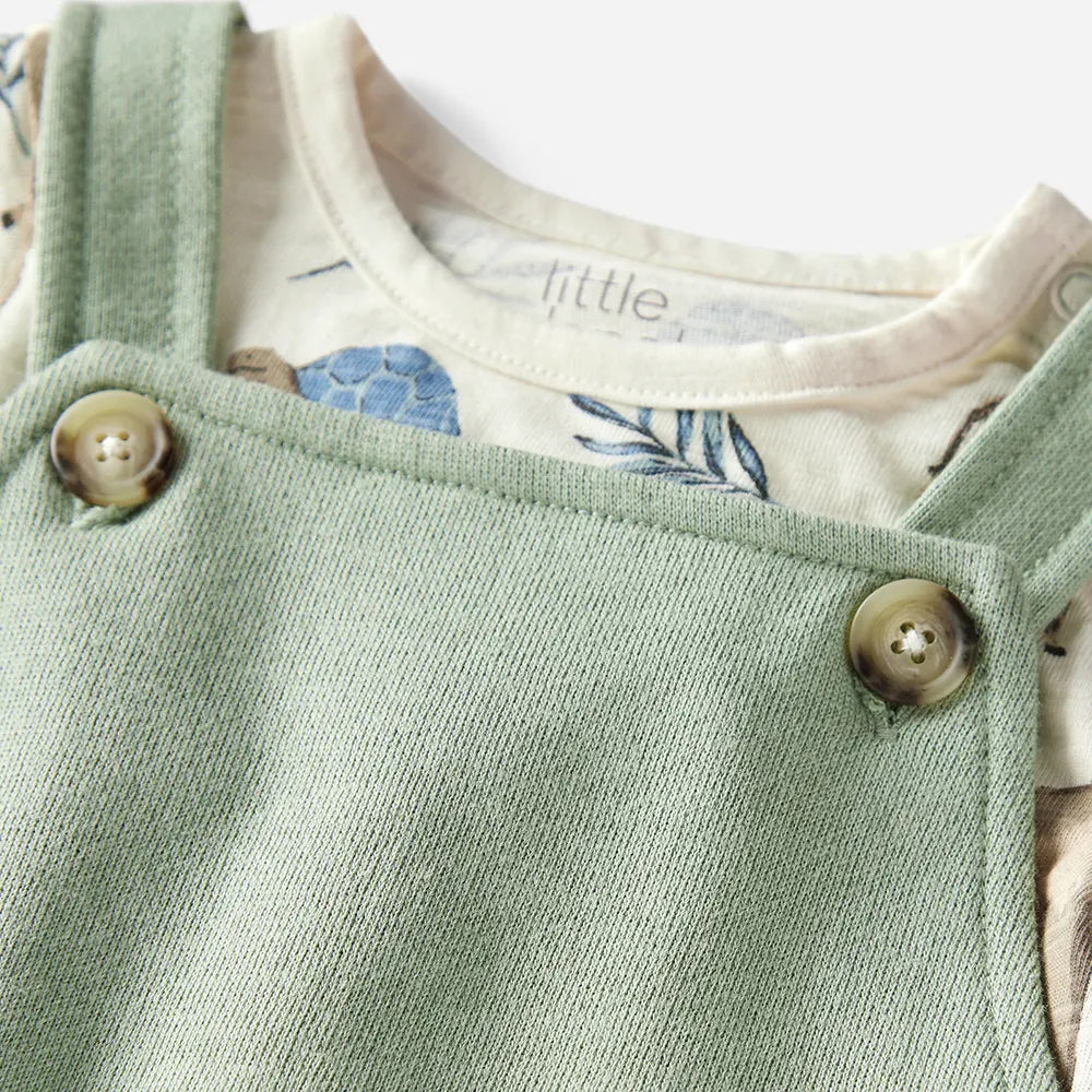 Ensemble salopette courte en coton bio bébé