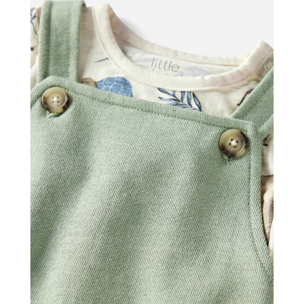 Ensemble salopette courte en coton bio bébé