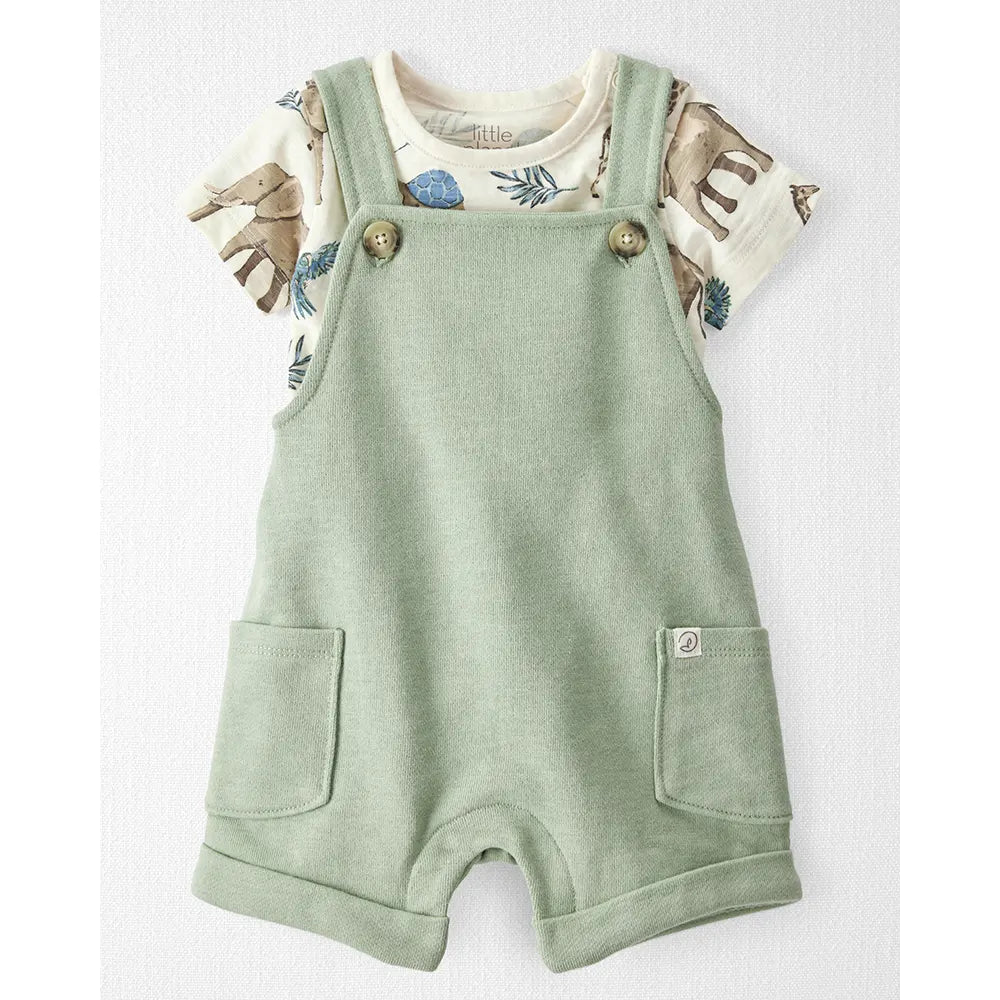 Ensemble salopette courte en coton bio bébé