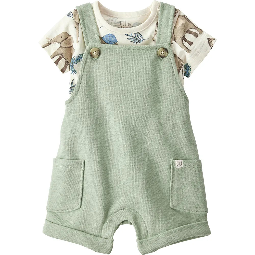 Ensemble salopette courte en coton bio bébé