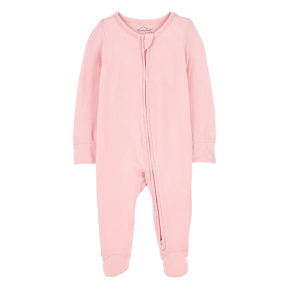 Pyjama dors-bien PurelySoft zippé bébé fille - Rose