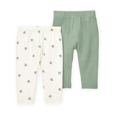 Lot de 2 pantalons PurelySoft bébé - Vert/Blanc