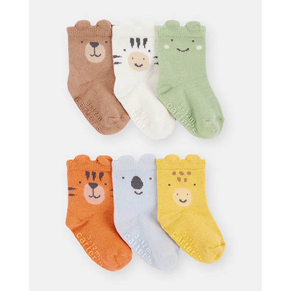 Lot de 6 Paires de Chaussons Bébé Carter's - Animaux