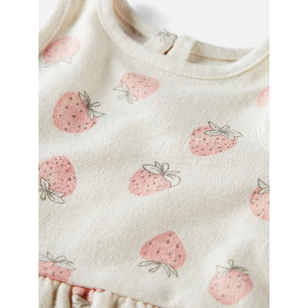 Ensemble 2 pièces fraise en coton bio bébé fille