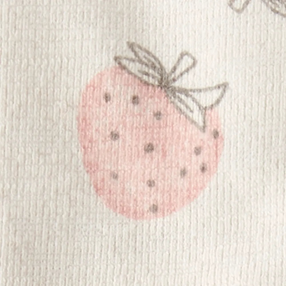 Ensemble 2 pièces fraise en coton bio bébé fille