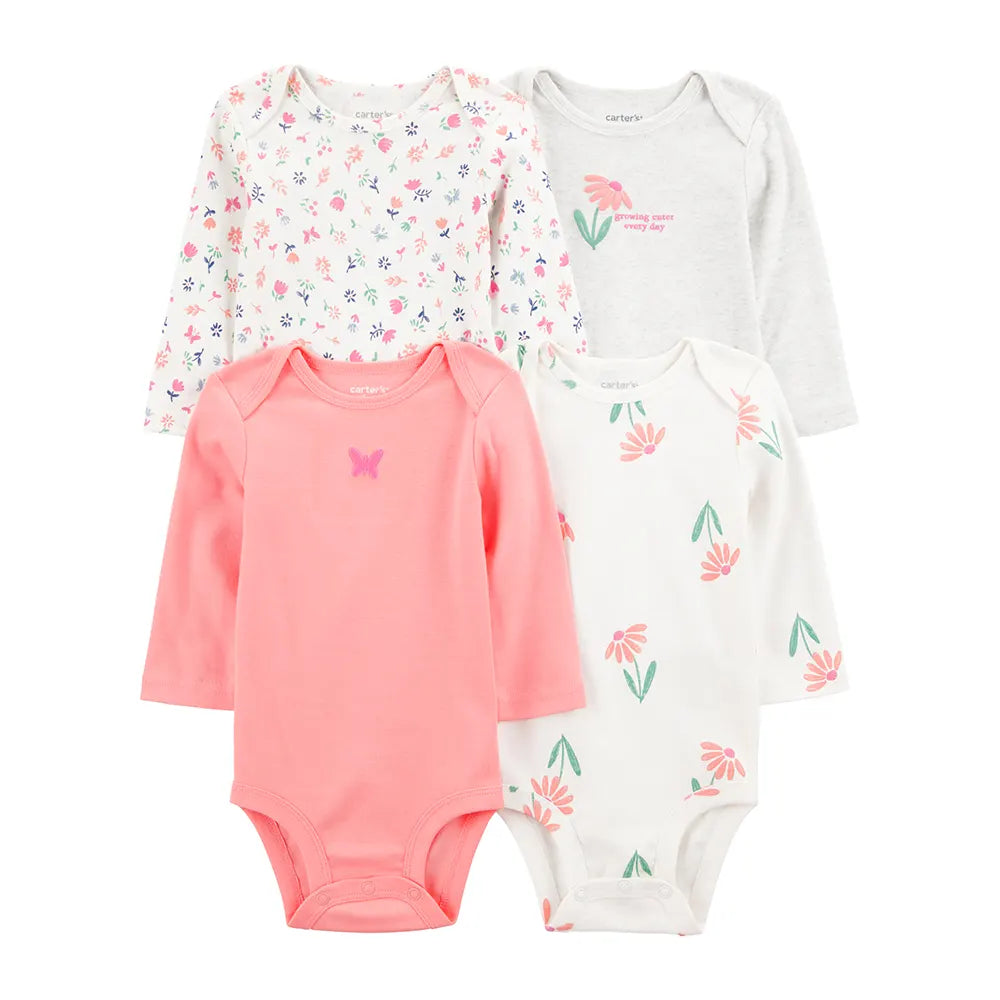 Lot de 5 bodys manches longues bébé fille - Coton