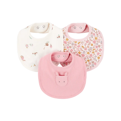 Lot de 3 bavoirs fleuris pour bébé fille