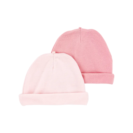 Lot de 2 bonnets de naissance bébé fille - Rose