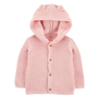 Cardigan gaufré à capuche bébé fille - Rose