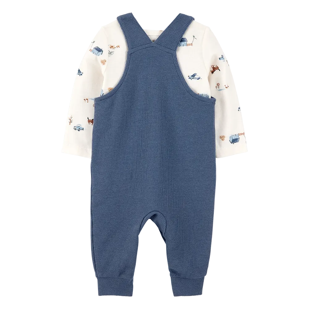 Ensemble salopette gaufrée et t-shirt bébé garçon