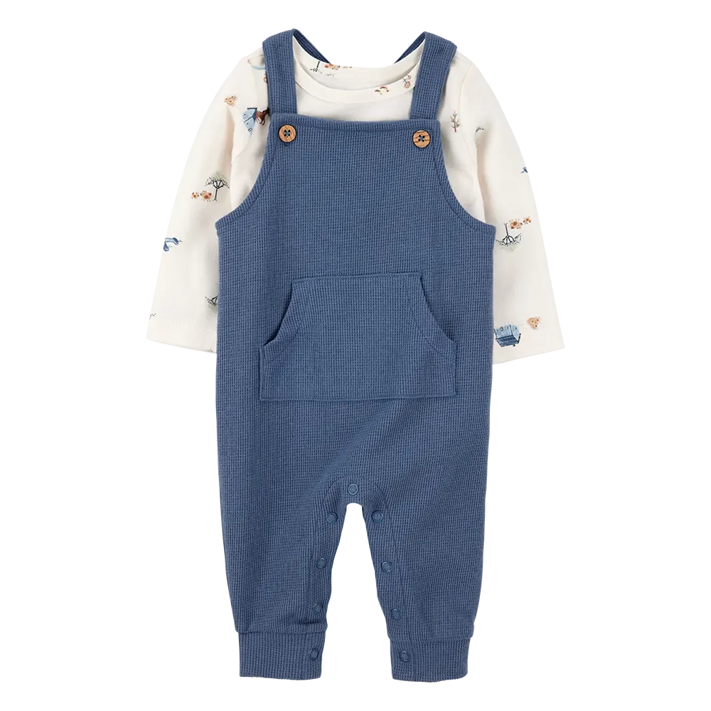 Ensemble salopette gaufrée et t-shirt bébé garçon