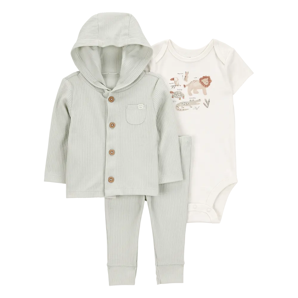 Ensemble 3 pièces cardigan lion bébé garçon