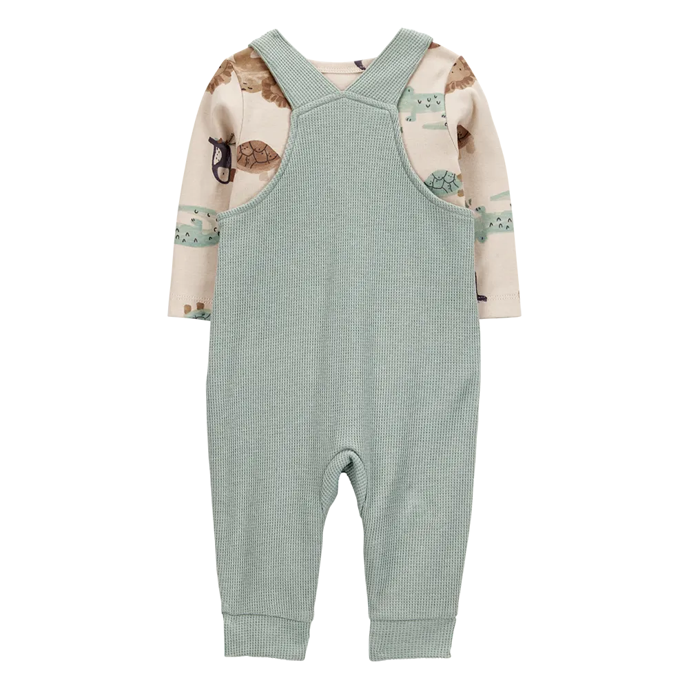 Overol de tejido gofrado y camiseta para bebé niño Carter's - Verde