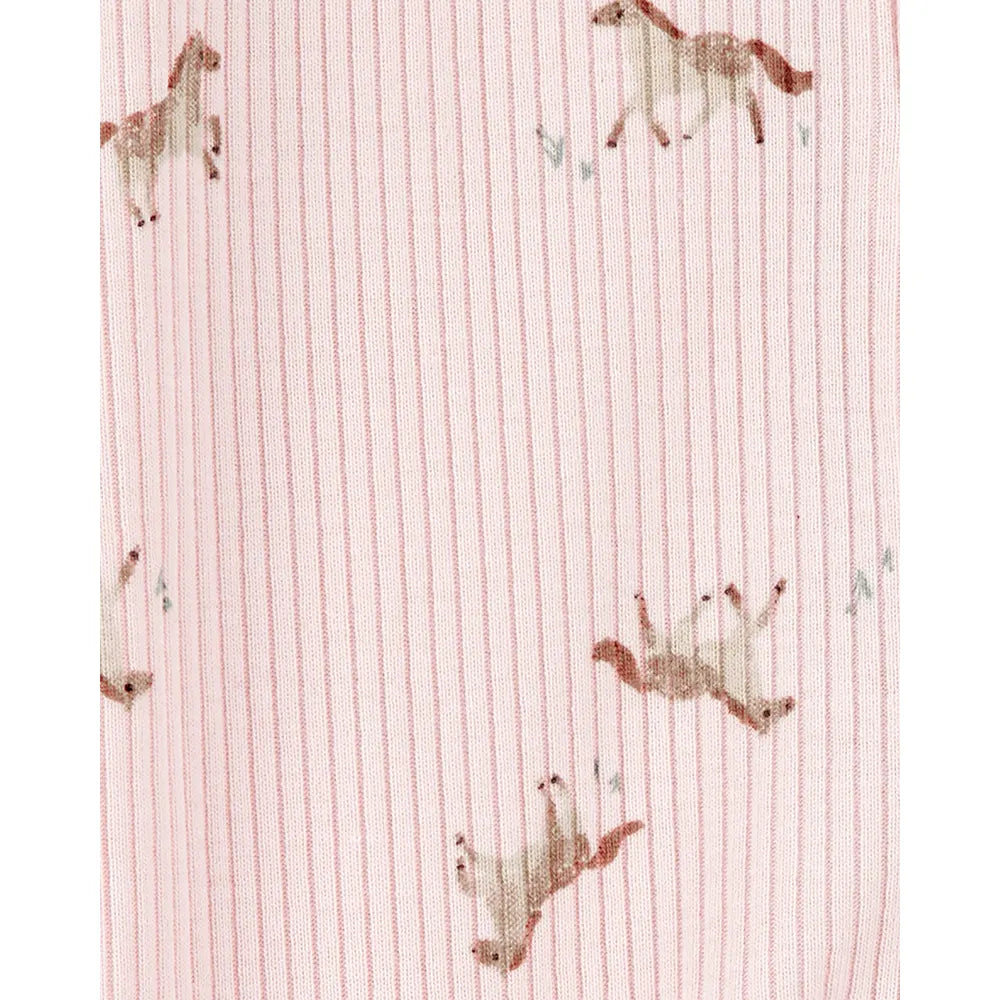 Pyjama dors-bien zippé côtelé cheval bébé fille