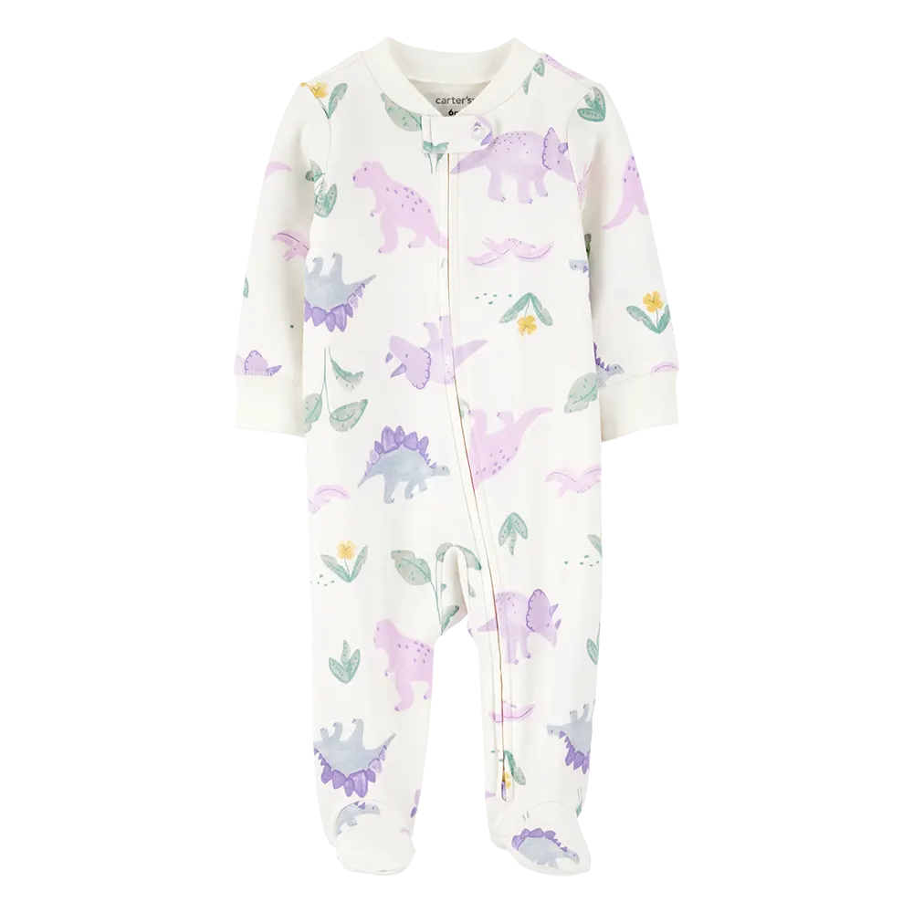 Pyjama dors-bien zippé floral bébé fille - Coton