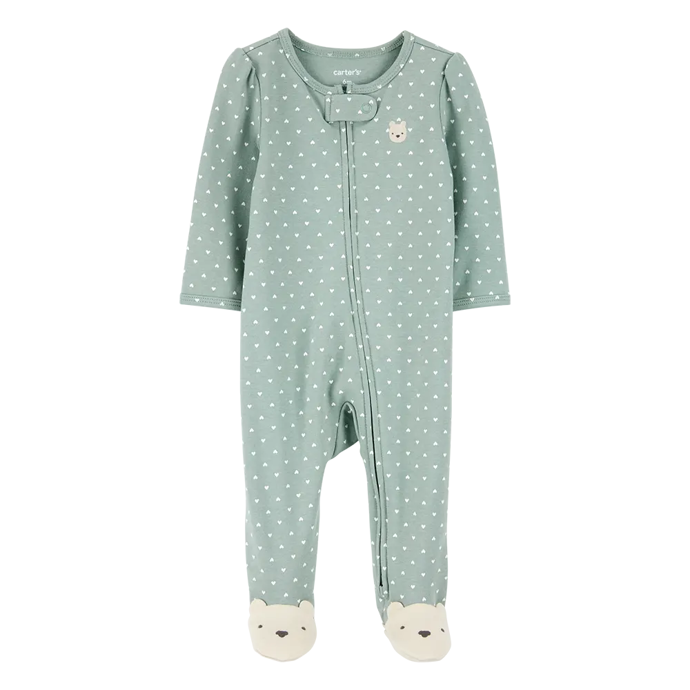 Pyjama dors-bien zippé à pois bébé fille - Coton
