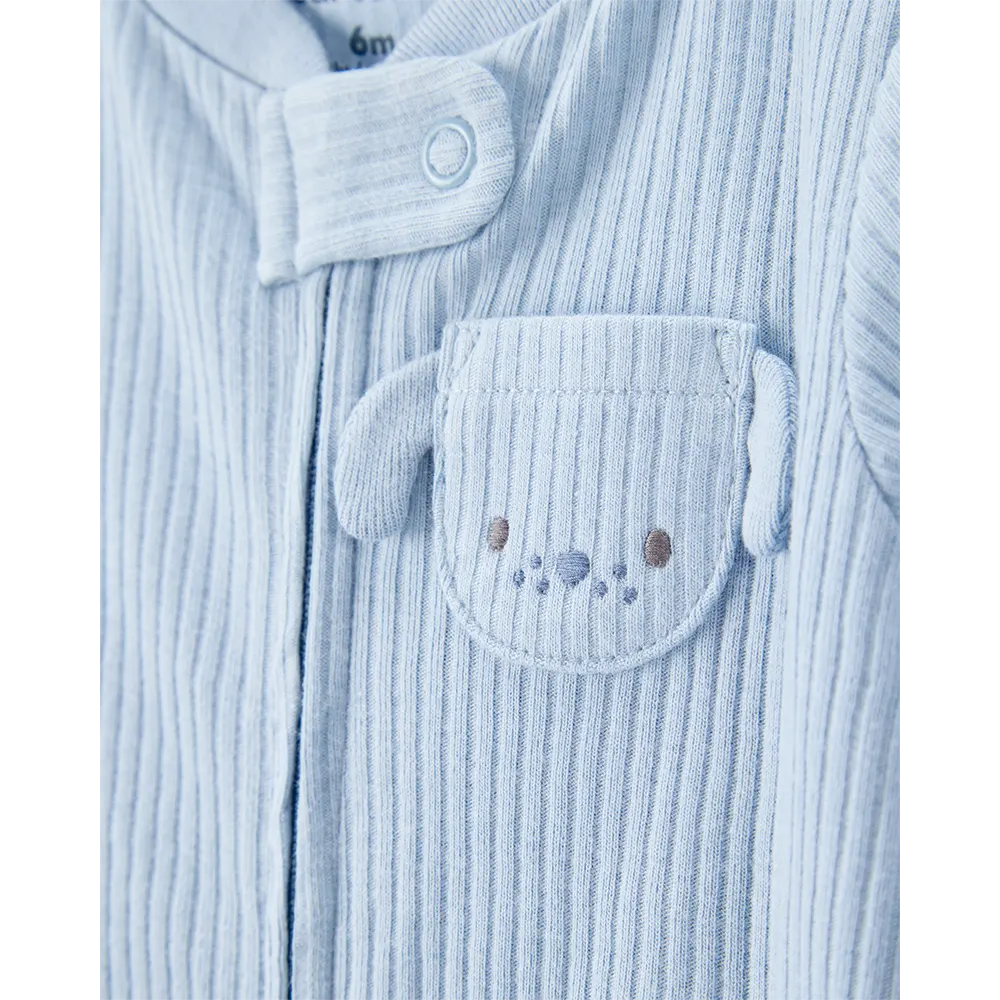 Pyjama dors-bien zippé côtelé chien bébé garçon