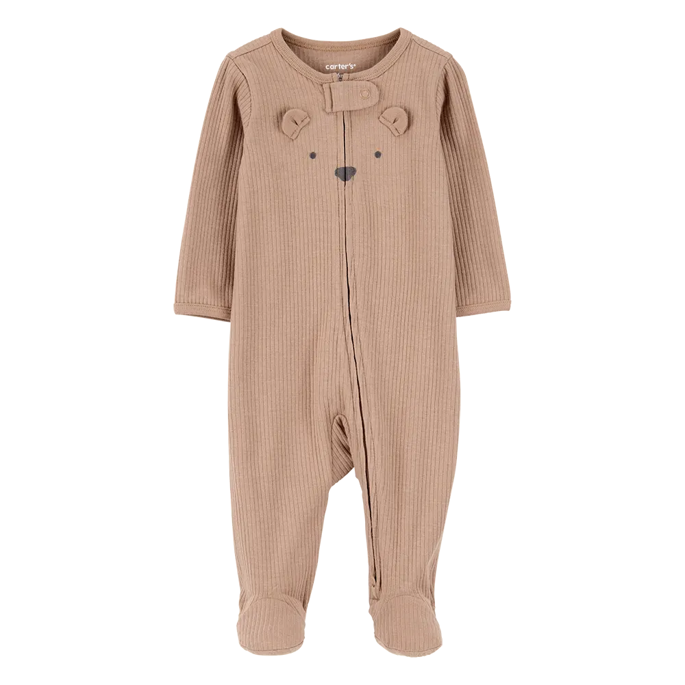 Carter's Baby Ribbed Zip-Up Sleep & Play - Brown Bear