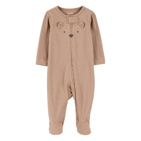Pyjama dors-bien zippé côtelé ours bébé - Brun