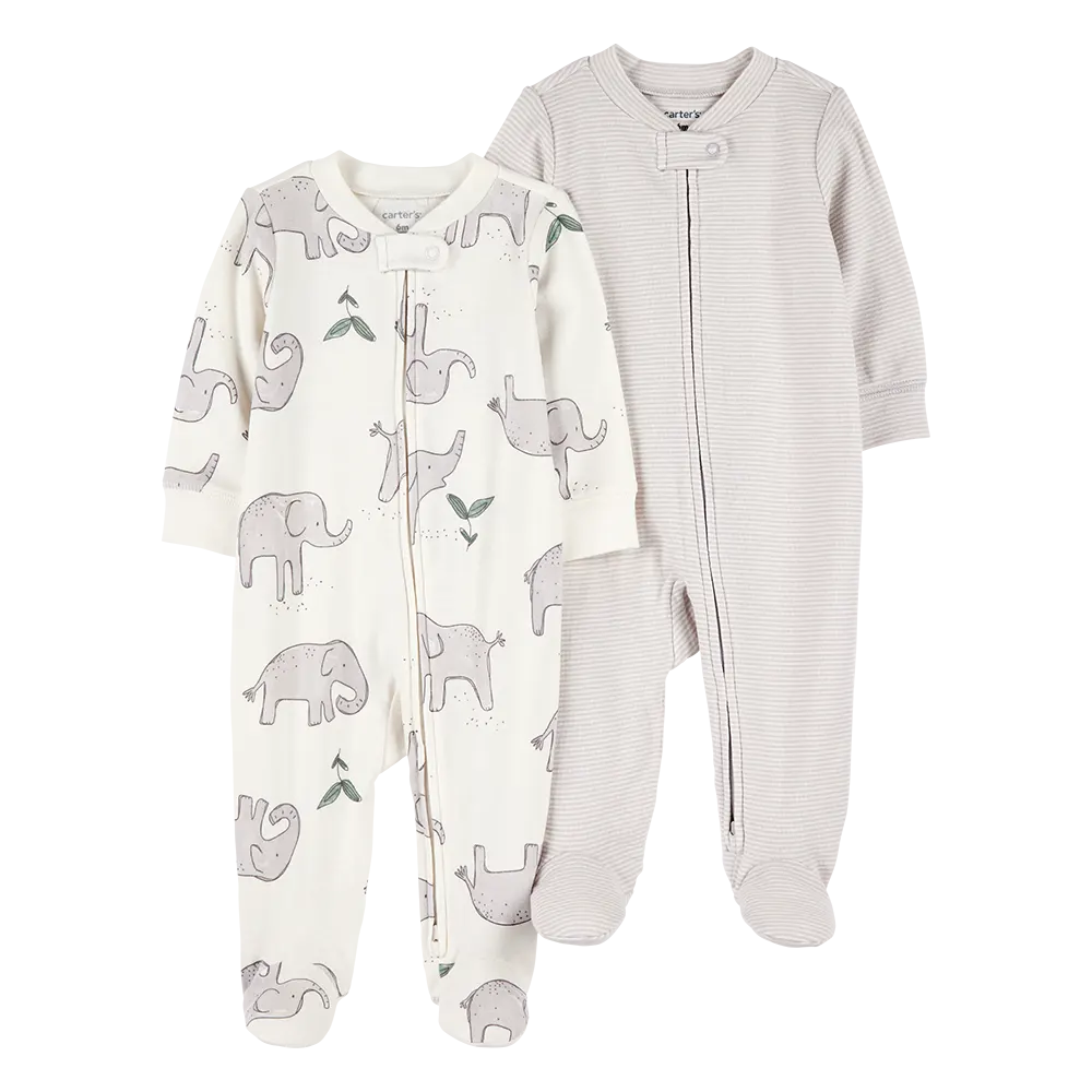 Lot de 2 pyjamas zippés éléphant bébé