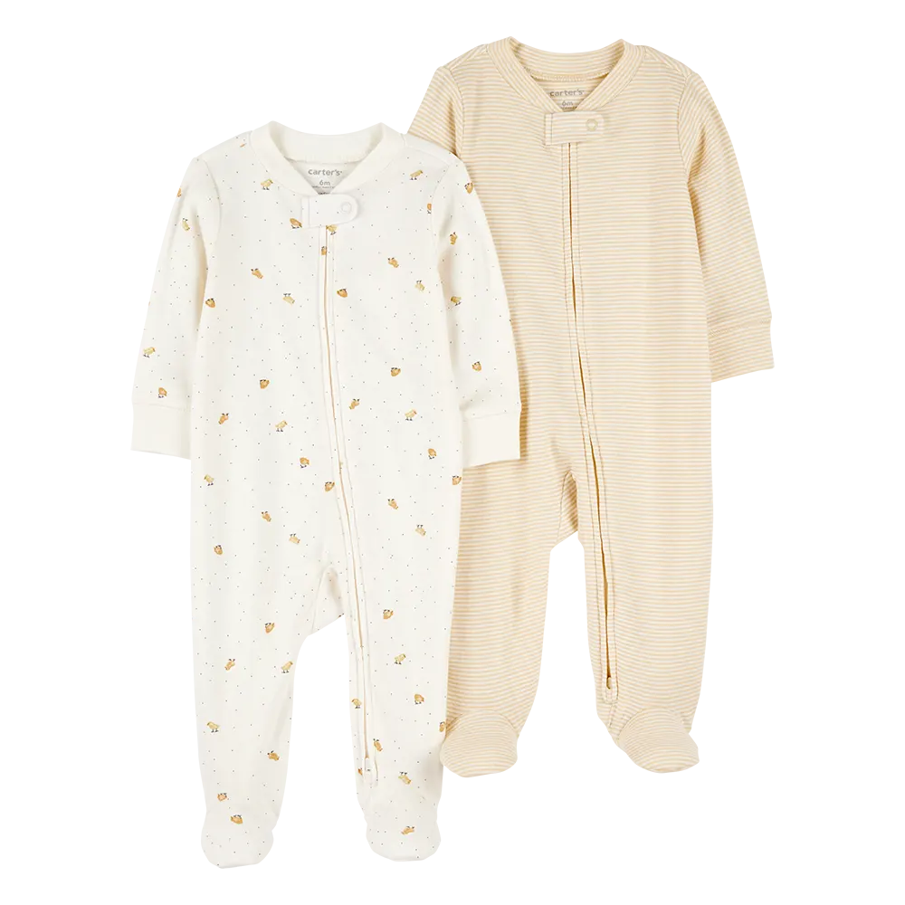 Lot de 2 pyjamas dors-bien zippés bébé unisexe