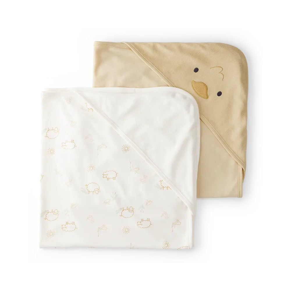 Lot de 2 serviettes à capuche bébé - Jaune